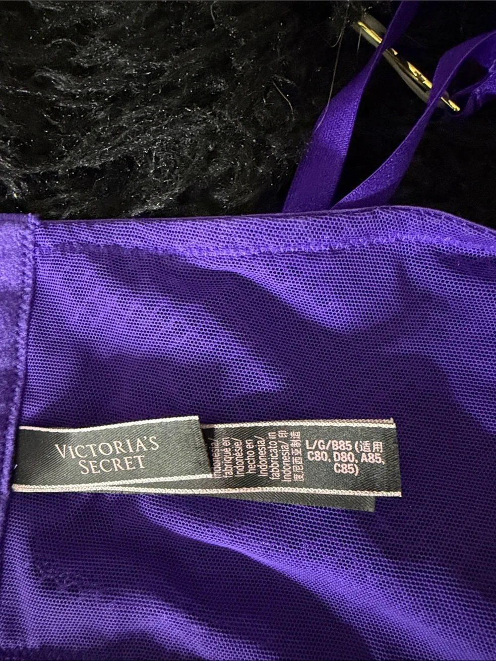 Victoria's Secret Electric Purple Lace Longline Bralette with Thong & Garter Set - Picture 16 of 16